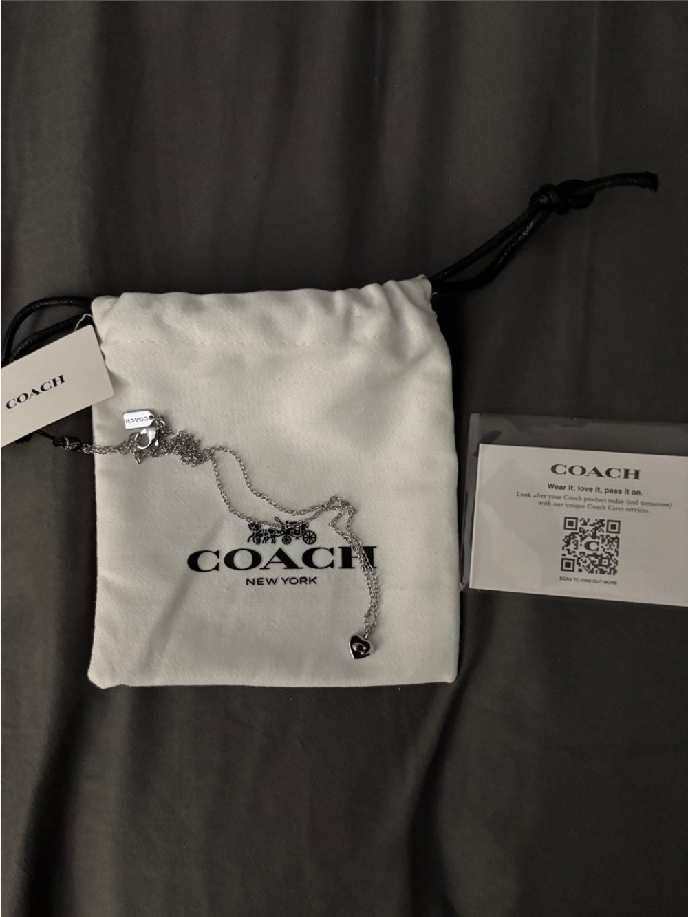 Coach Silver Necklace with Heart Charm